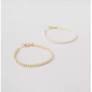Ann Taylor Pearlized Metal Bracelet Set